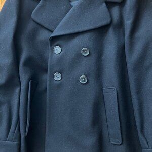 Banana Republic Jacket Womens Large Black Wool Blend Pea Coat Double Breasted